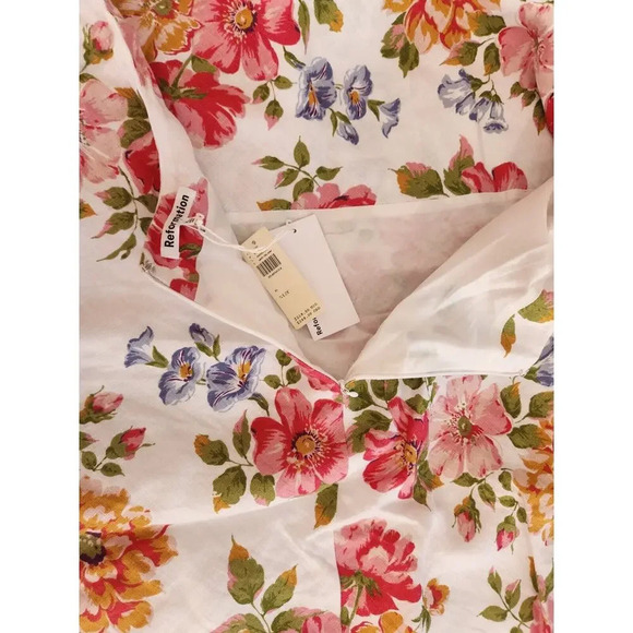 NWD Reformation Selia Linen Midi Dress Size XL Backless Floral Ties - Picture 14 of 16